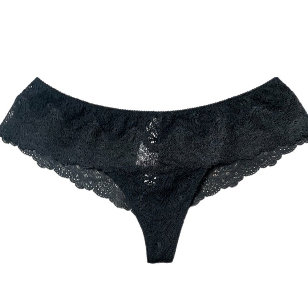 Victorias Secret Dream Angels Wide Side Lace Thong panty black Xs